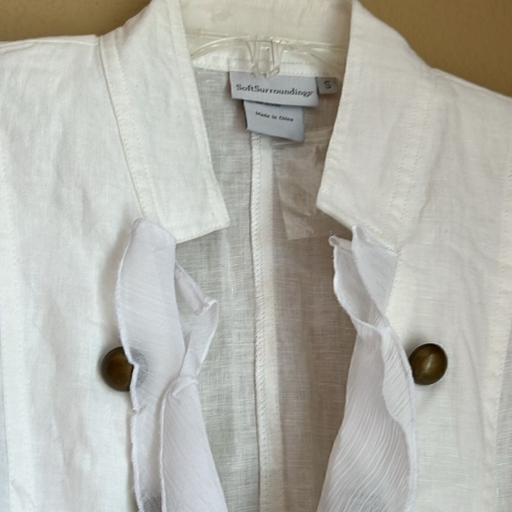 Soft Surroundings Jacket 100% linen ruffle S - Picture 3 of 9